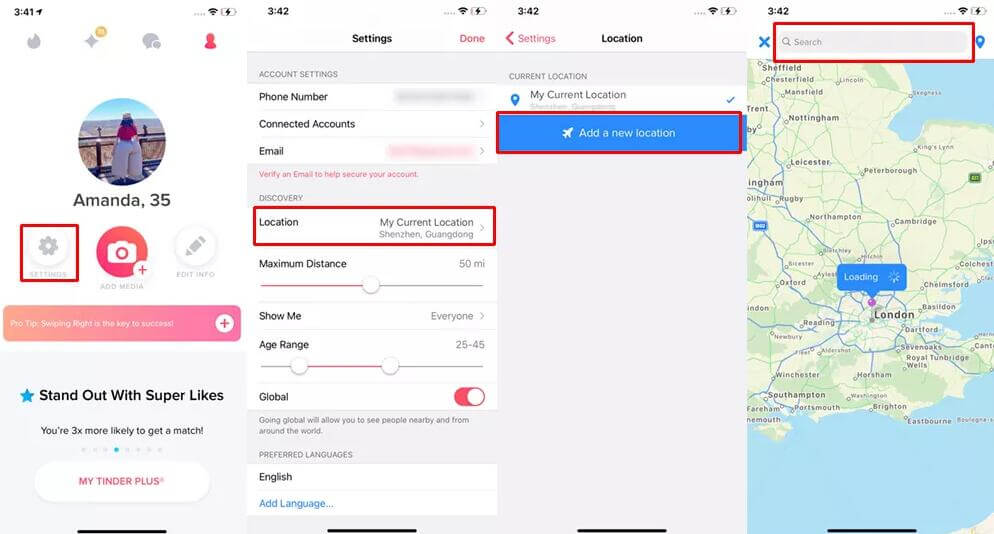 change location on tinder with Passport Mode