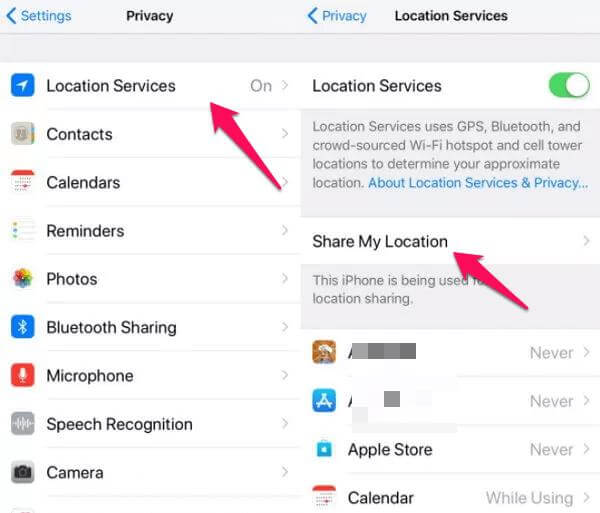disable location services on iphone