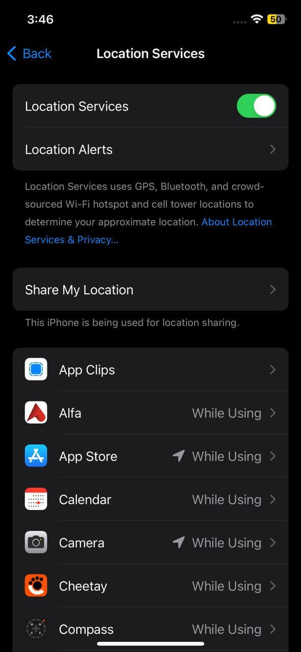 Toggle-the-Location-Services