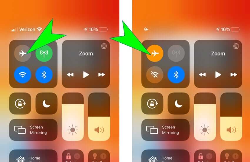 turn on airplane mode on iPhone