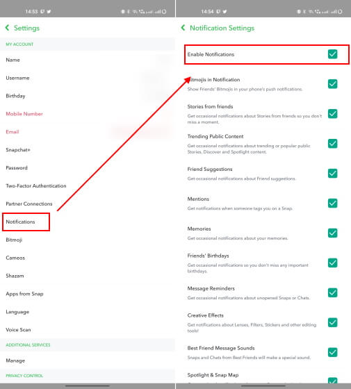 The notification settings within the Snapchat app may be disabled or not properly configured.