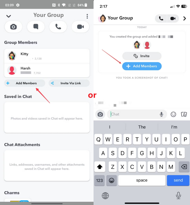 add members on snapchat group chat
