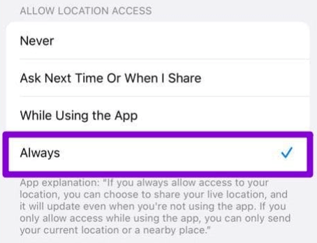 allow location always