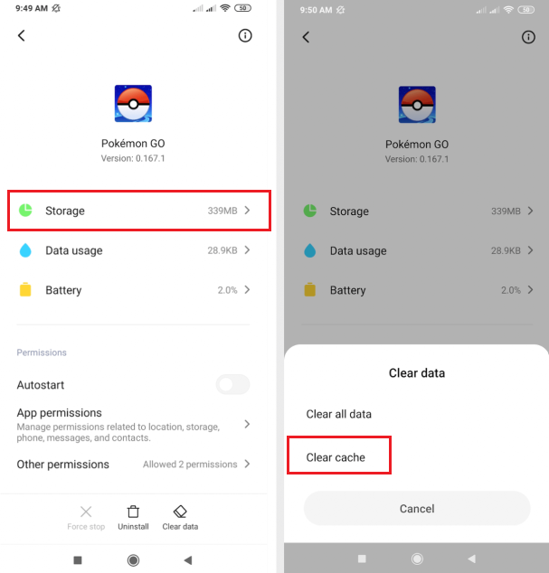 clear pokemon go cache