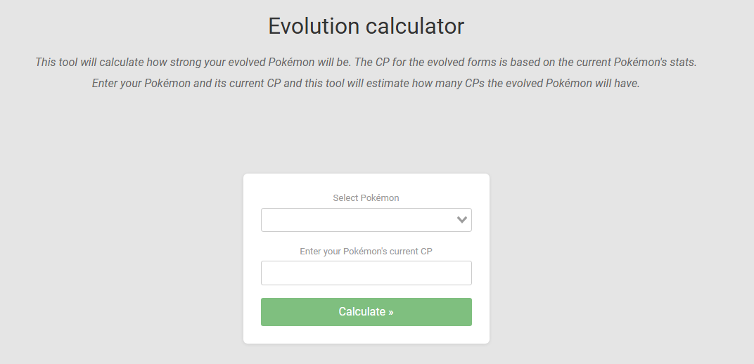 Gameinfo Evolution Calculator
