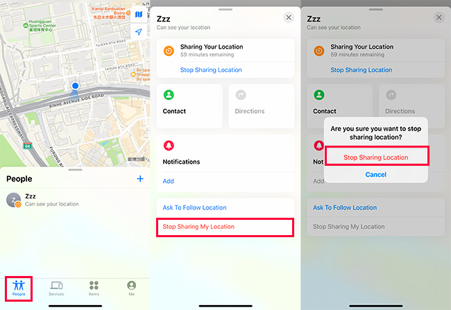 how to hide location from one person on iphone
