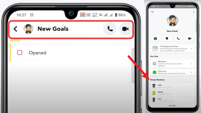 go to snapchat group chat profile