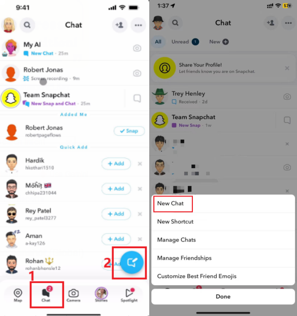 tap start new chat icon