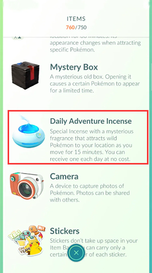 Pokemon GO Daily Adventure Incense