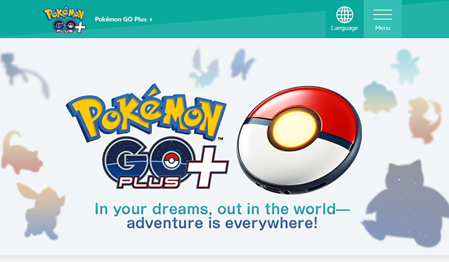 Pokemon Go Plus+ homepage