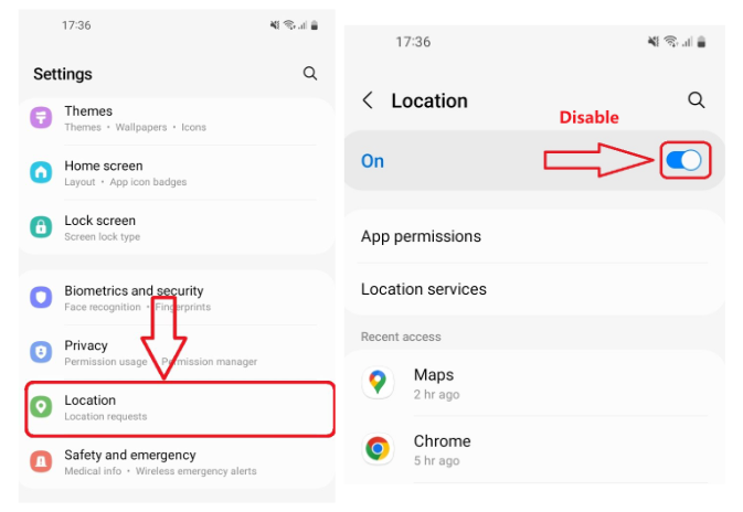 turn off location sharing on android