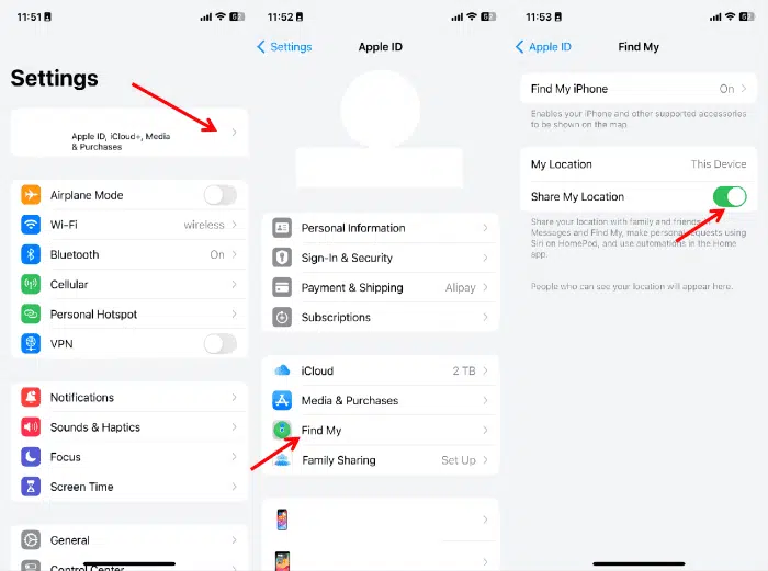 hide location on find my iPhone