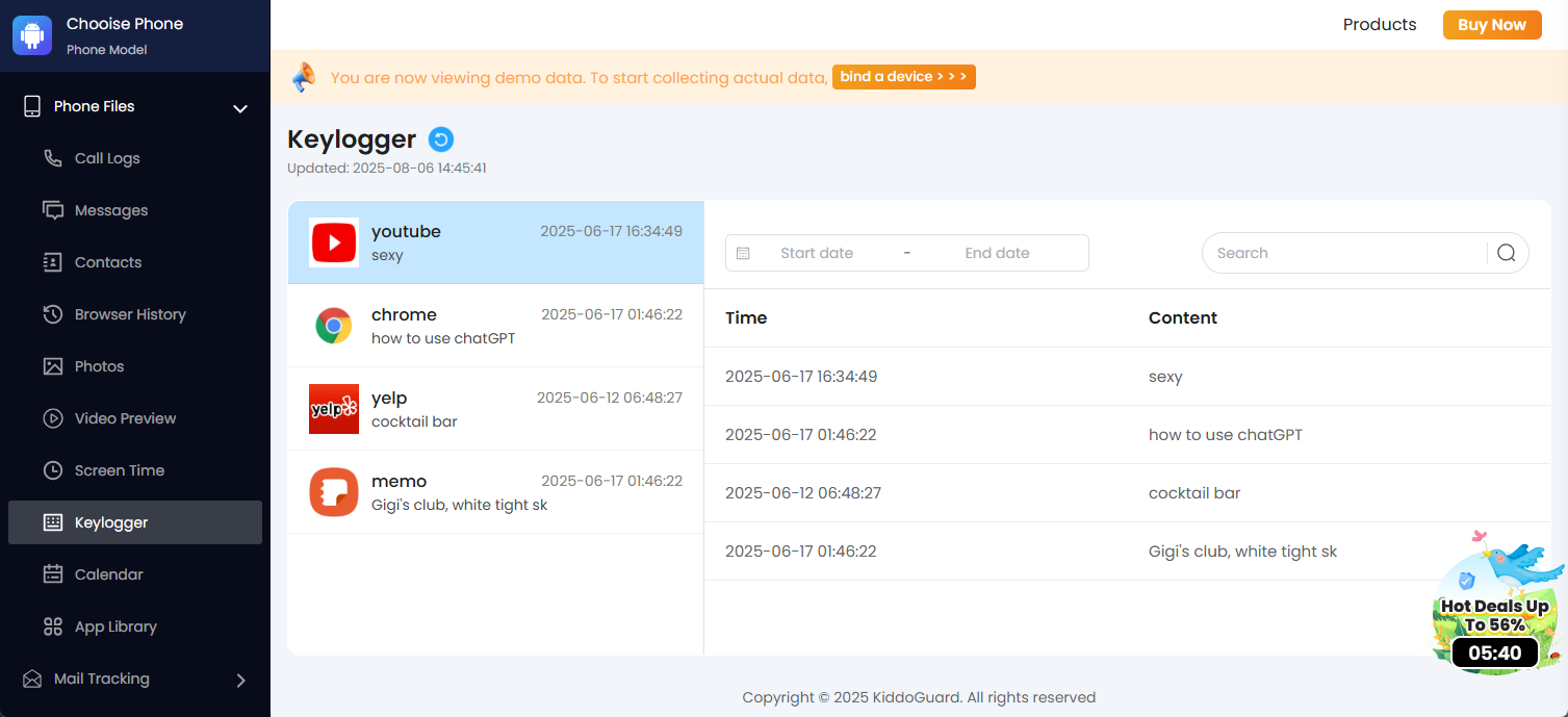 kiddoguard keylogger for android